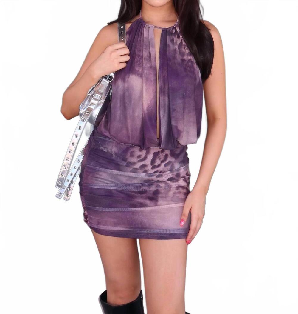 NEW BLUE BLUSH desert nights halter mini dress in purple